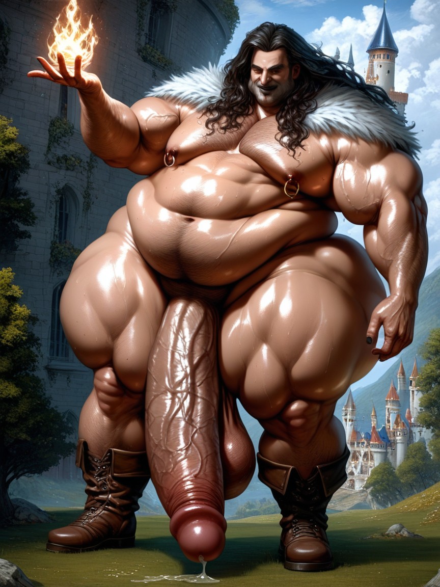 Black Hair With Brown Highlights, Smooth Skin, Long Length AI Gay Porn