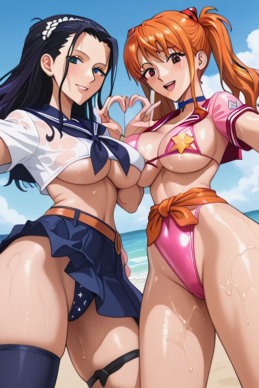 Ultra Detailed Face, Excited, Ribbon Like A Skirt Tied Around Waist Hentai AI Porn