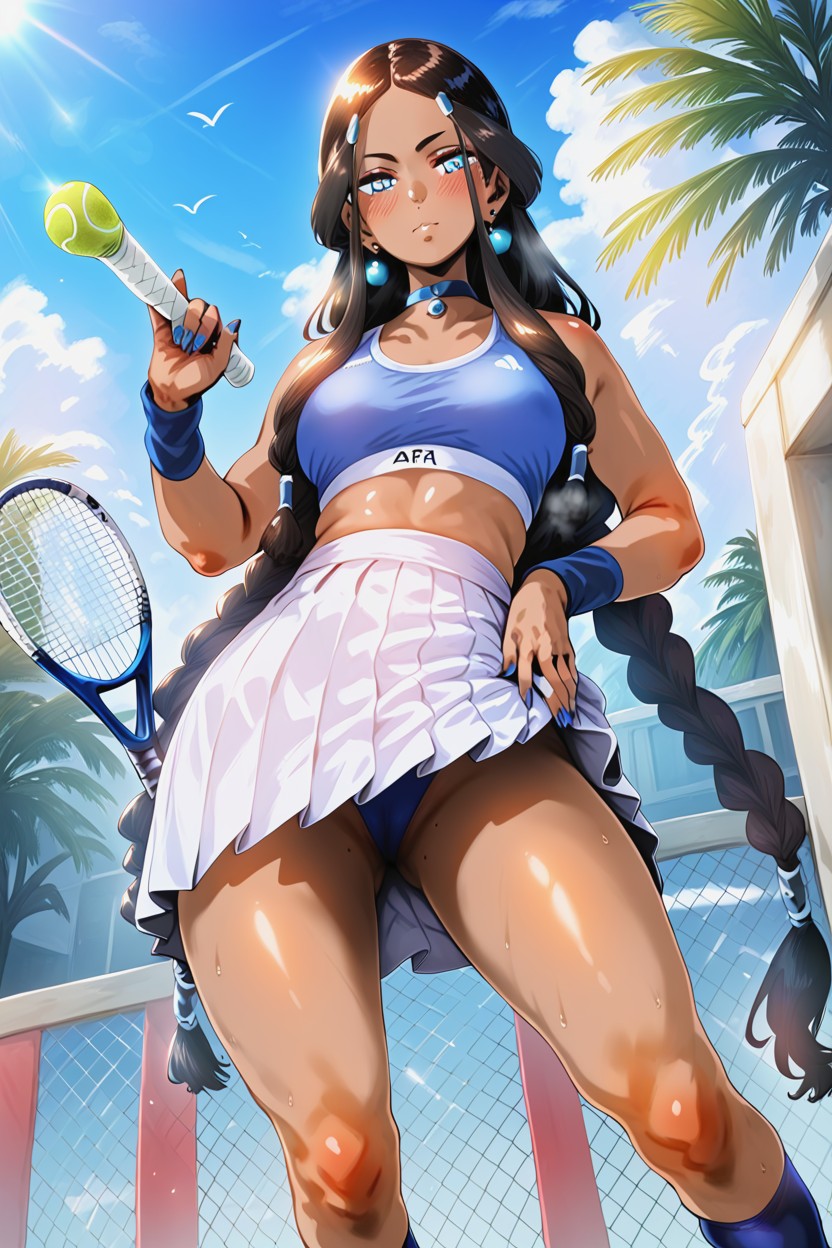 Wearing White Tennis Clothes, White Sports Bra, Model AI Porn