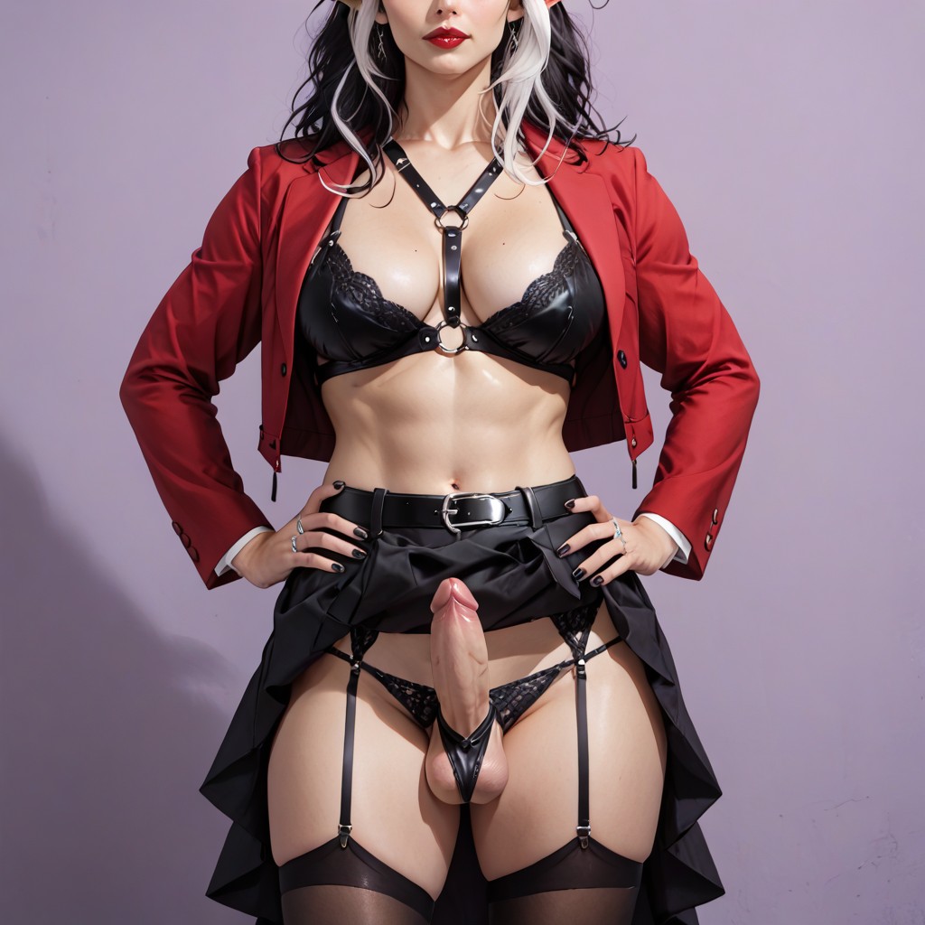 Hands On Hips, Bottom Up (upskirt), 18+ Shemale AI Porn