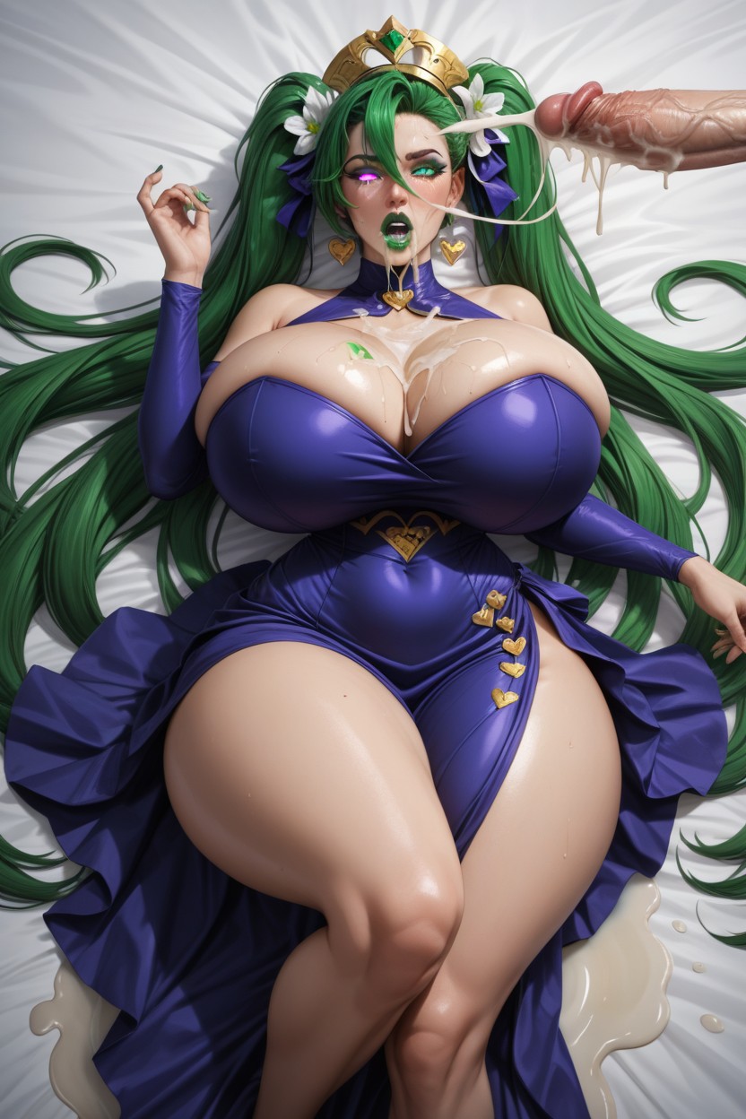 Green Lipstick Kiss Marks On Her Boobs, Love Hearts, Hair Pulling AI Porn