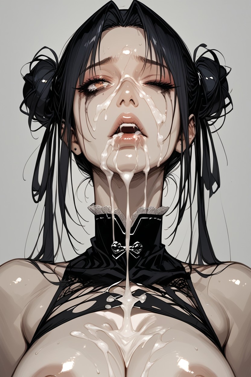 Desperate Face, Grinning, Dark Eye Shadow Hentai AI Porn