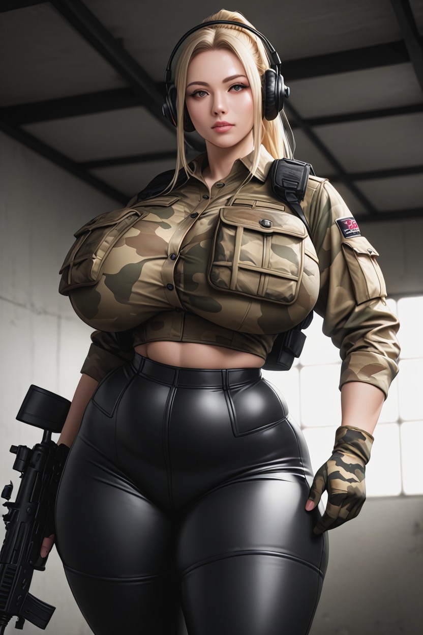 Massive Sound Effects, Sexy Pose, Black Tight Pants AI Porn