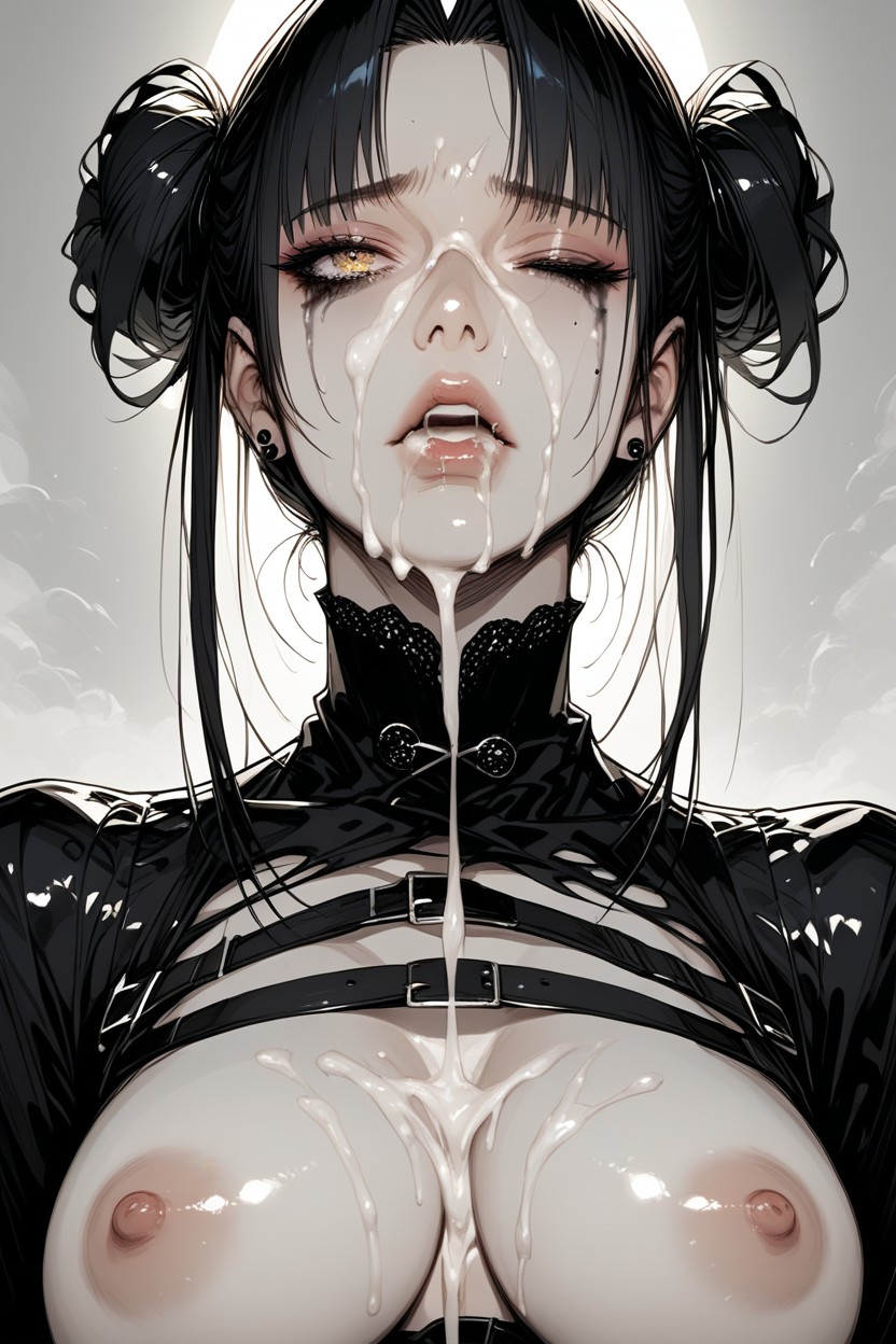 Smeared Makeup, Sad, Faceless Futa Hentai AI Porn