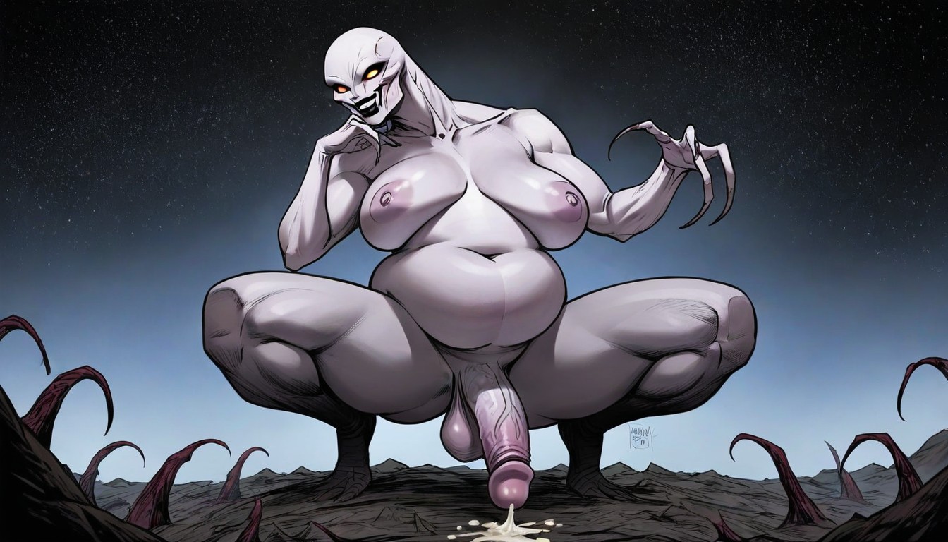 No Face, Giant Neck, 1 Person Shemale AI Porn