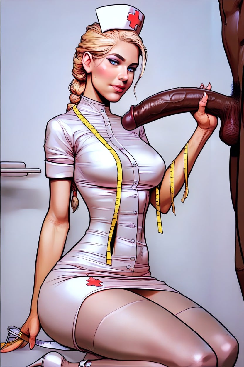 Holding A Large Erect Cock, 18+, Kneeling AI Porn