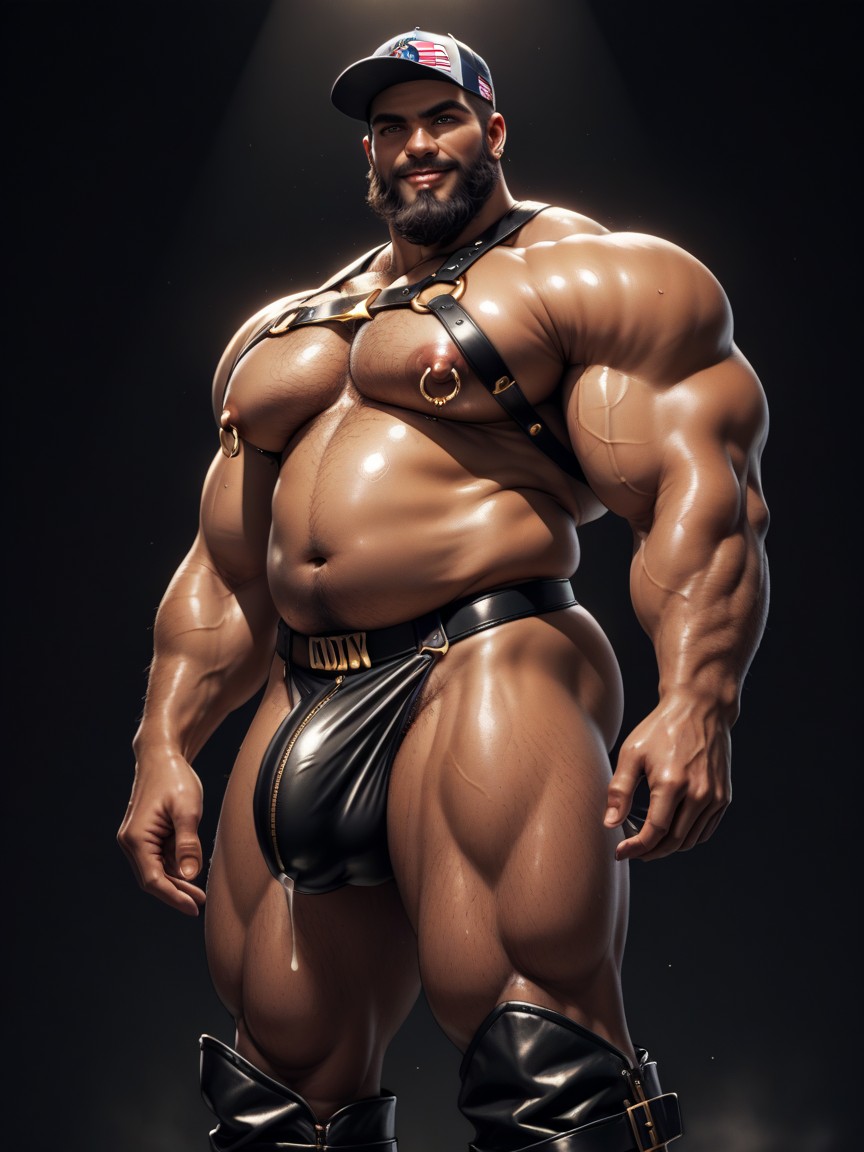 Wide Shoulders, Gruesa, Black Background Porno gay IA