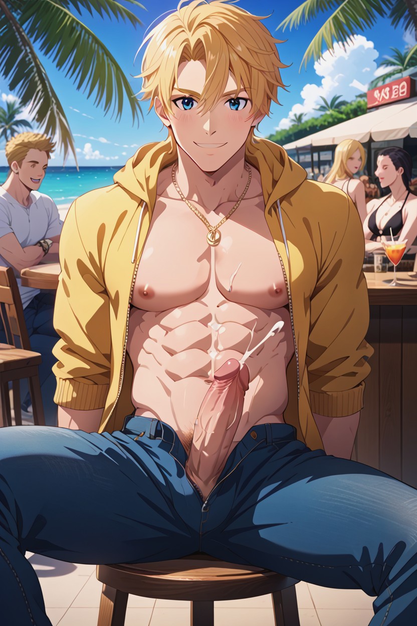 開いた服, Man, Palm Trees ゲイAIエロ