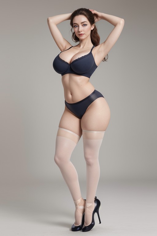 Biomechanically Flexed Calves, Massive Breast, Delicate Yet Defined Bone Structure AI Porn