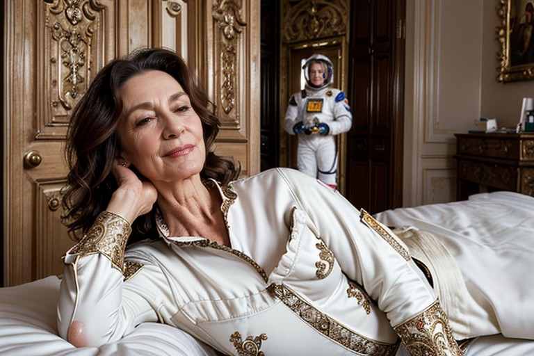 Bed Behind Her, Space Suit, Exhibitionism AI Porn