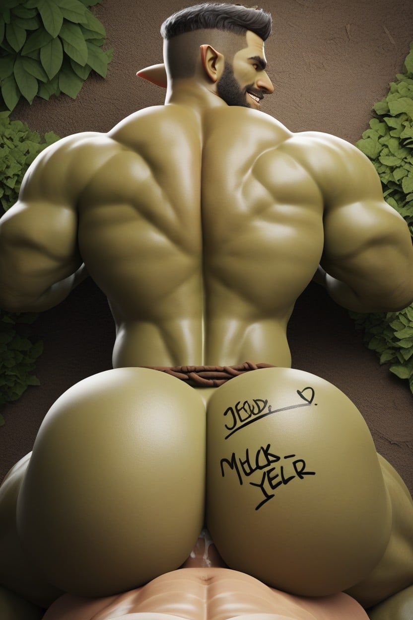 Rear View, Muscular, Power Bottom AI Gay Porn