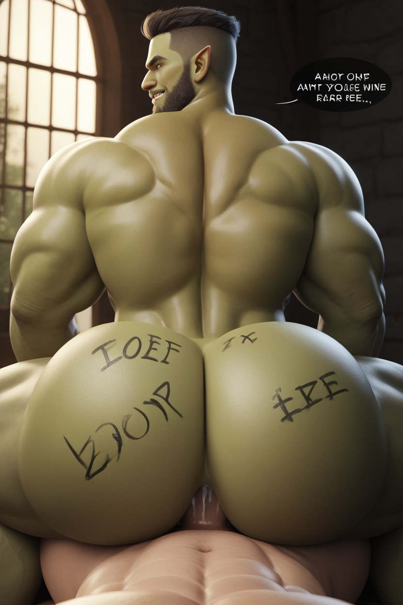 Muscular, Big Muscular Bubble Butt, Power Bottom AI Gay Porn