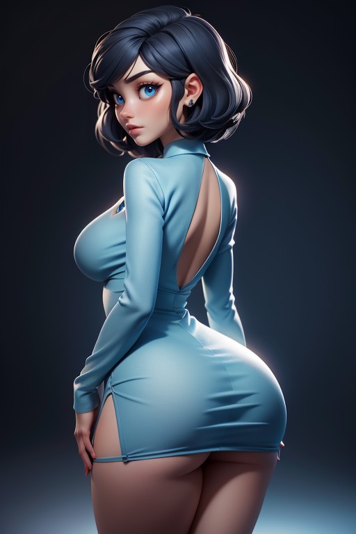 Side View, Dress Is All One Piece Above The Thighs, 18+ Hentai AI Porn