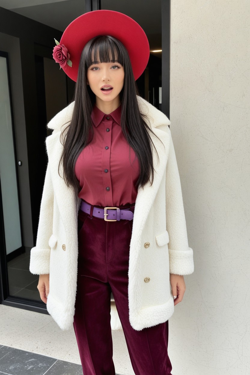 Straith Hair, Long Hair, Single Flower In The Hat AI Porn