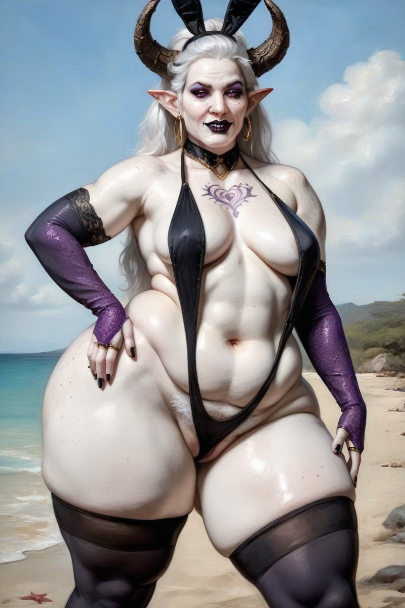 Black Nails, Freckles, Extremely Large Ass AI Porn
