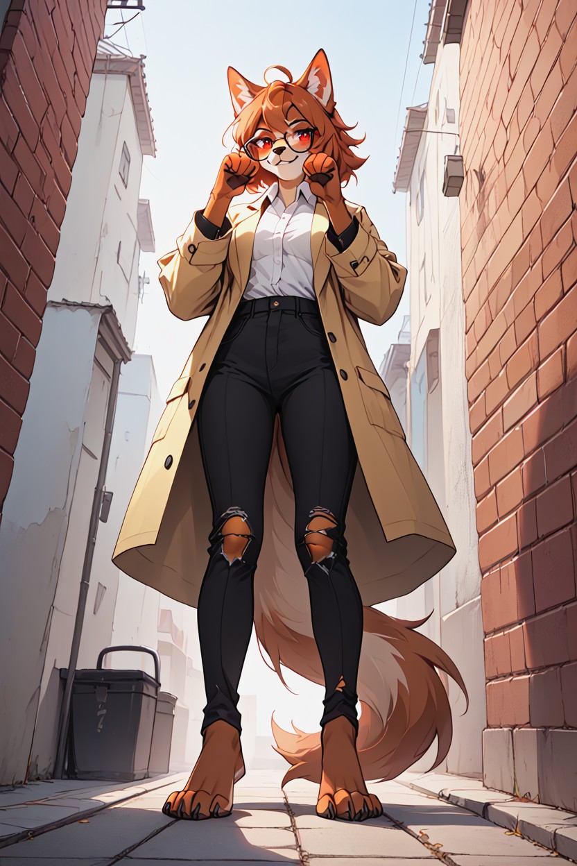 Full Body, Orange Back Fur, Blushing AI獸人黃片