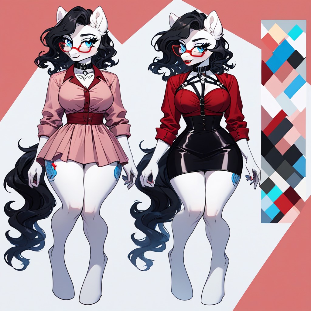 White Body, Bangs Hair, Pony Hoof Lace Socks Furry IA
