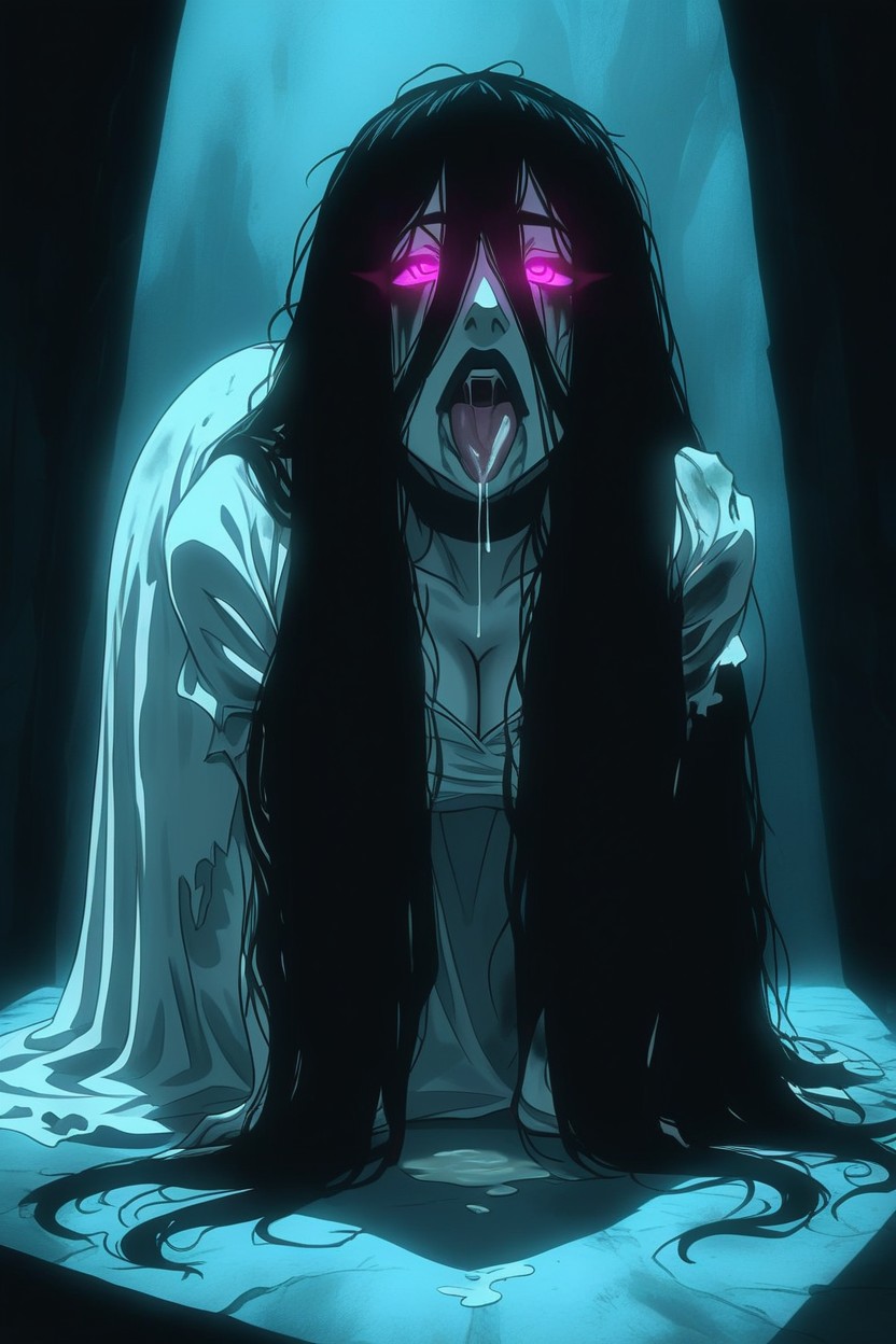Ahegao, Extremely Sweaty Body, White Dress With Water Stains AI Porn