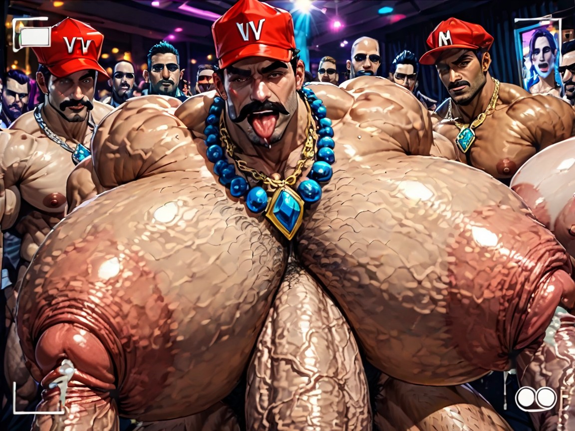 Club, Arms Behind Back, Many People Around AI Gay Porn