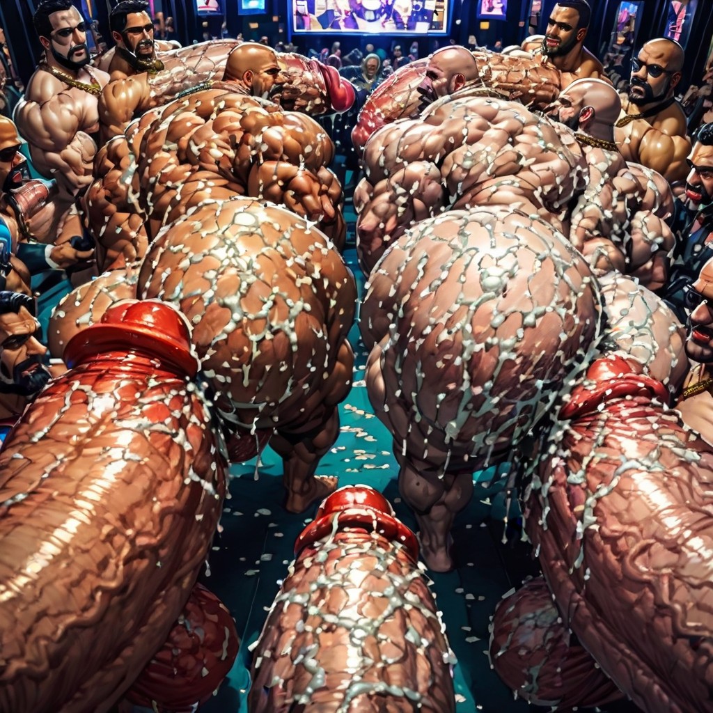 Focus Under Boob, Hyper Breasts, Hyper Bulky Tanned Skin AI Gay Porn