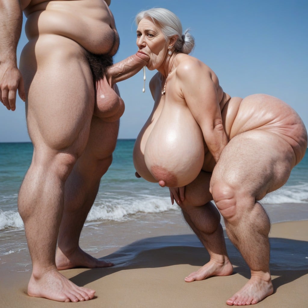 Long Length, Hyper Saggy Balls, Ocean Background AI Porn