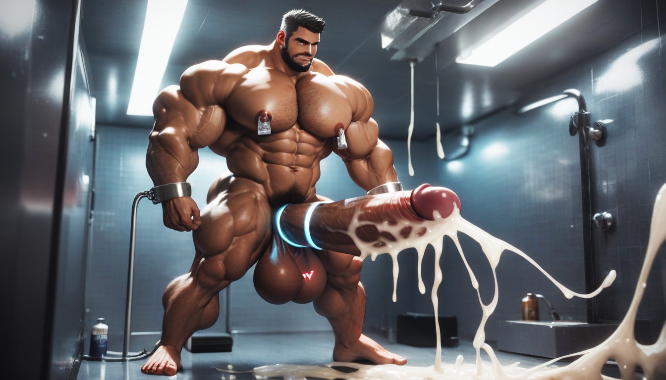 Hyper Balls, Dark Hair, Barcode Tattoo AI Gay Porn