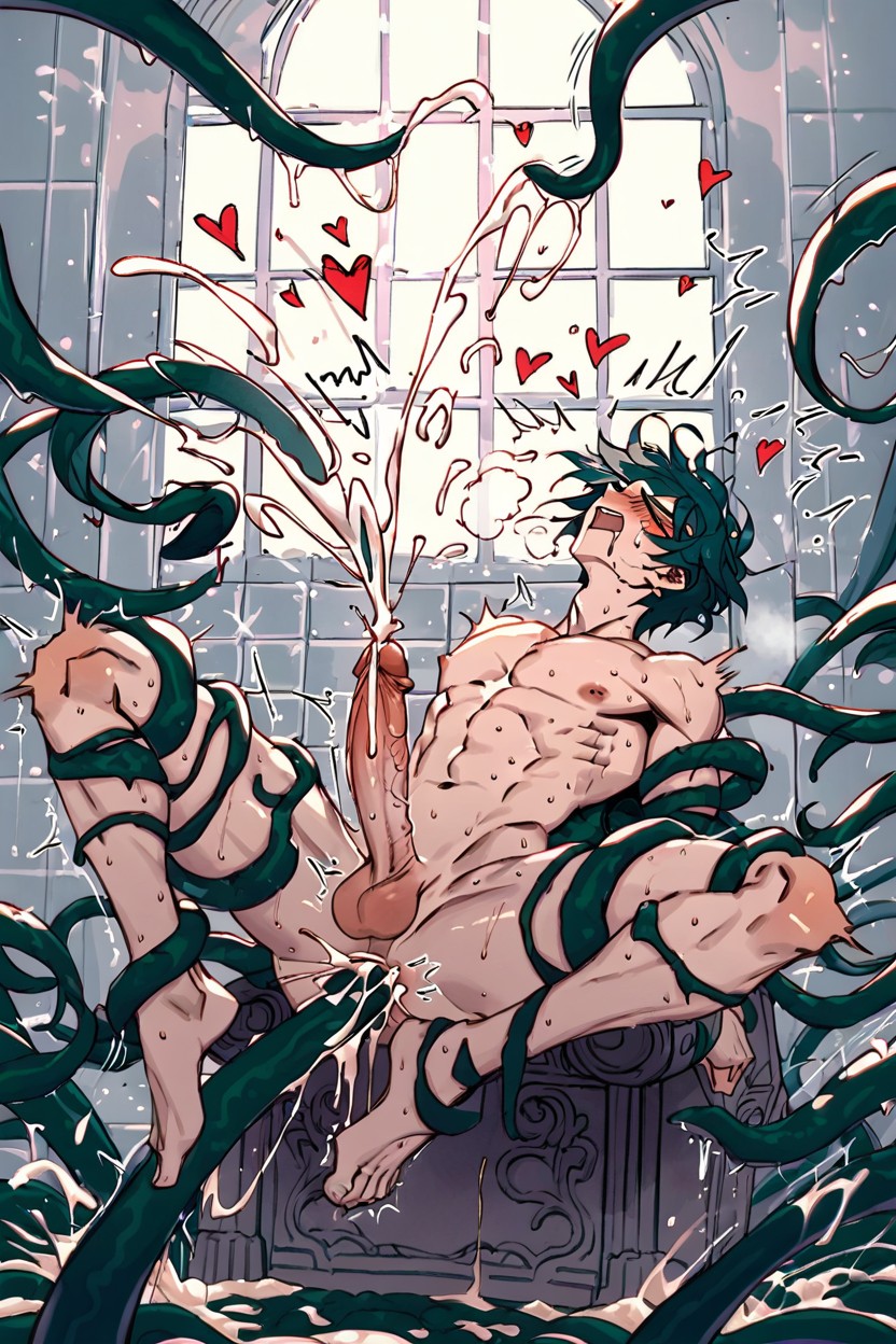 Barely Stands On His Feet, Restrained, Tentacles Penetrating Anus AI Gay Porn