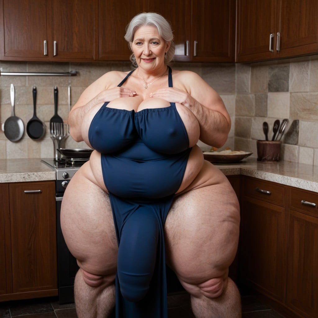 Hyper Hairy Arms, Large Breast, Kitchen AI Porn