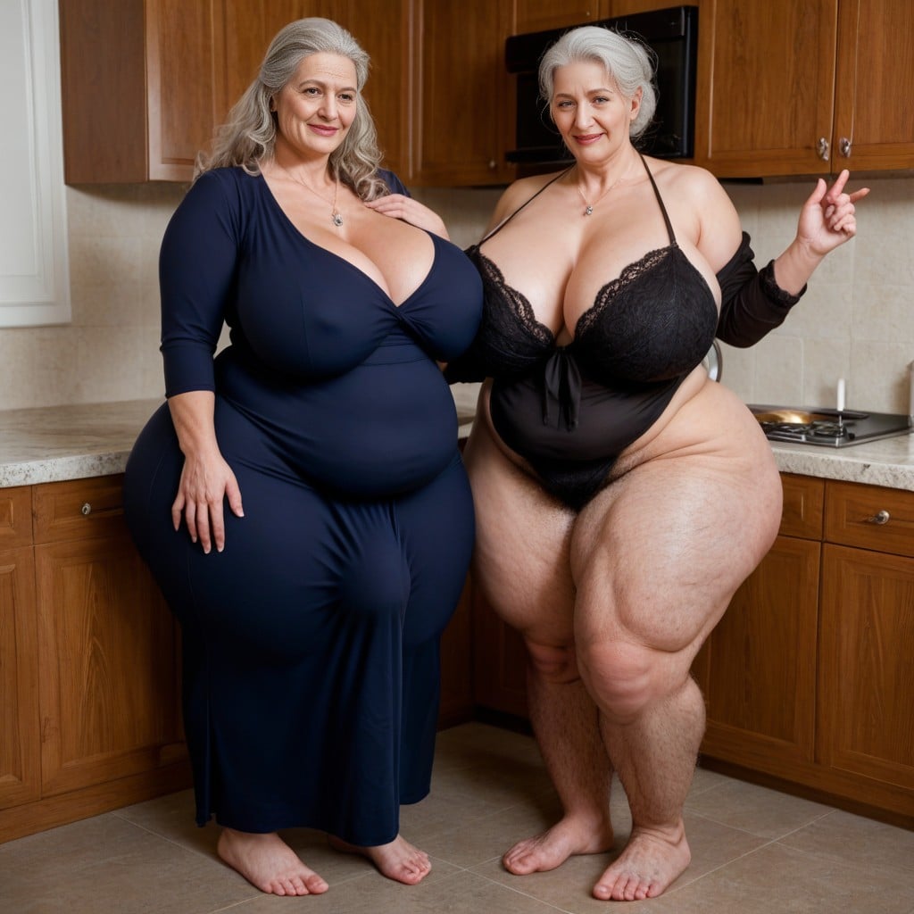 Hairy Feet Hairy Ankles Hairy Bushy Thighs Like A Sasquatch, Large Breast, Kitchen AI Porn
