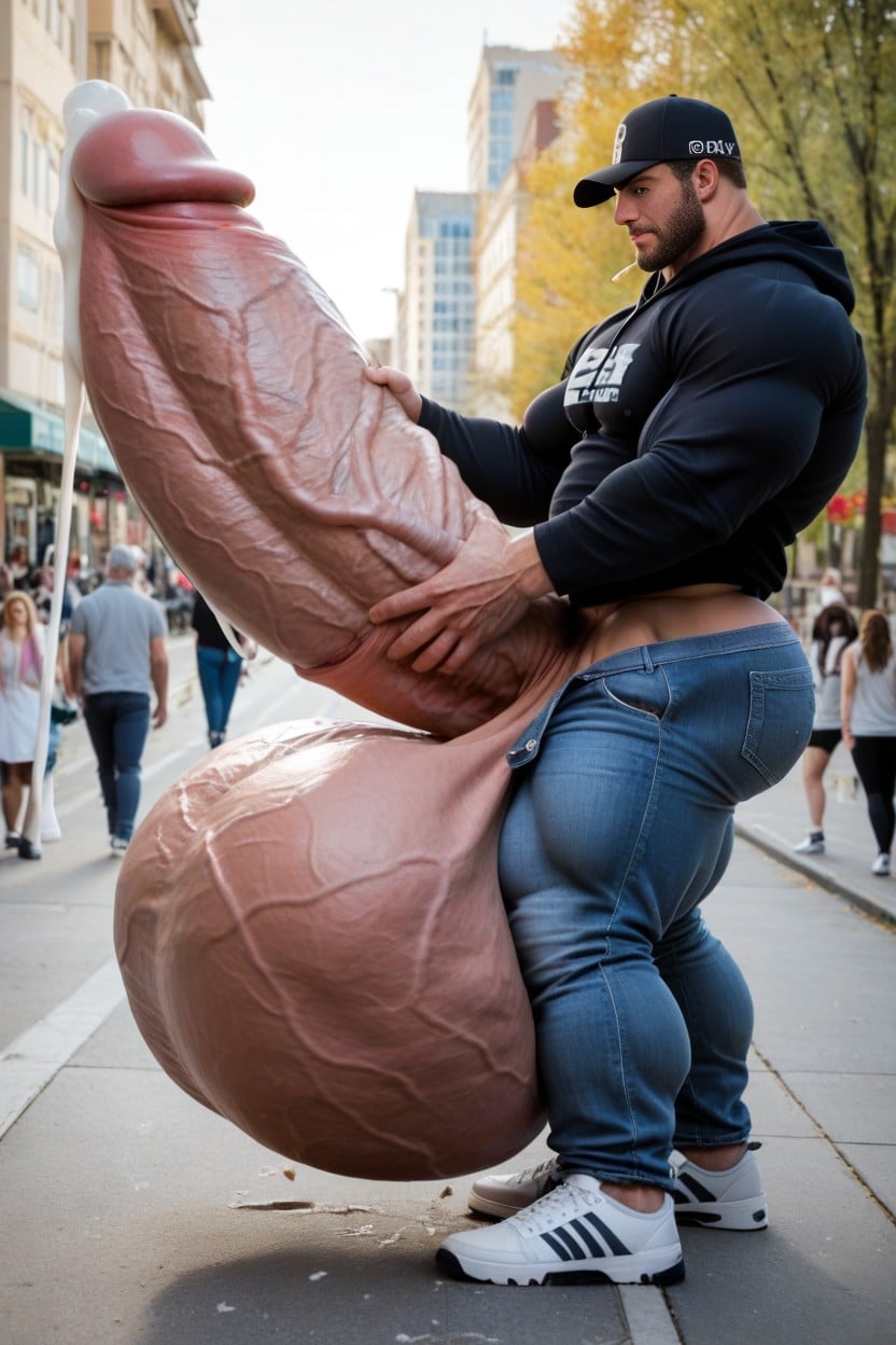 Hyper Cock, Oversized Muscles, Jeans AI Gay Porn