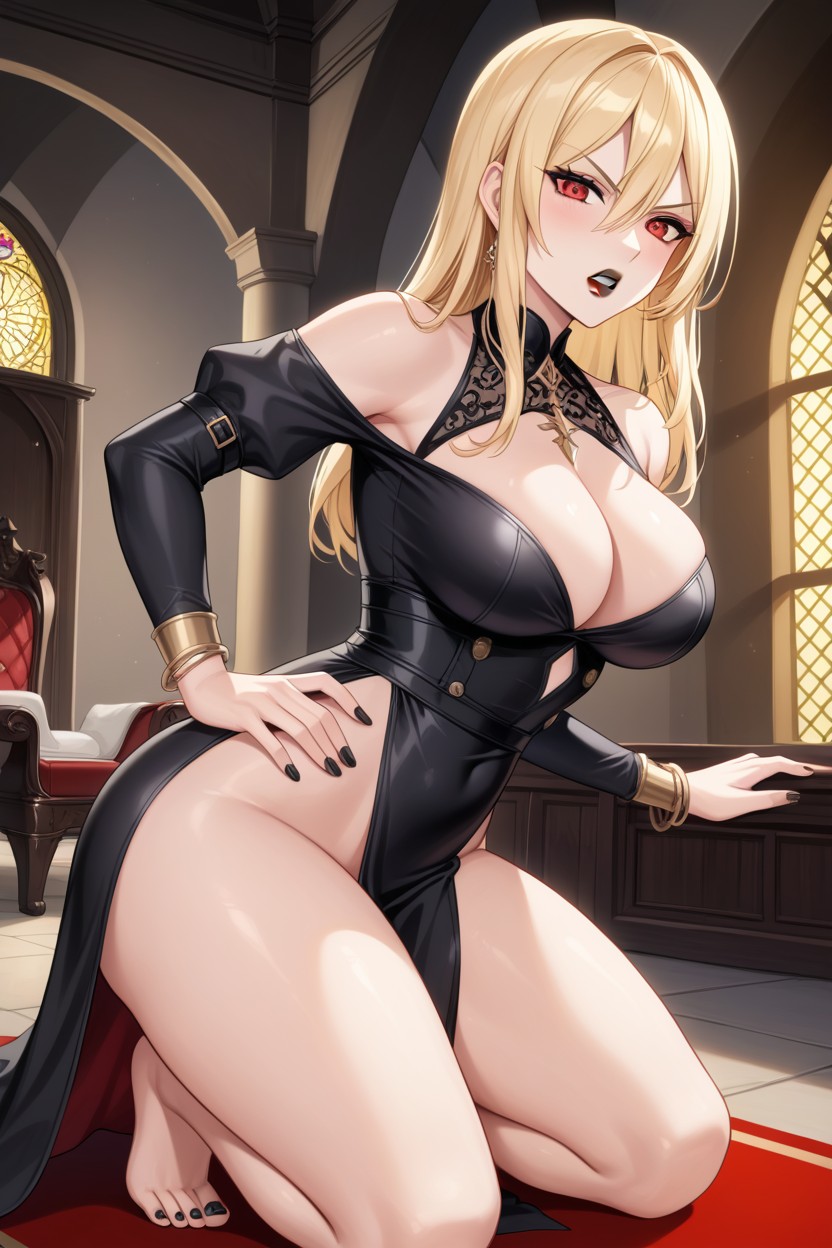 Wasp Waist, Blonde Hair, Red Eyes AI黃漫
