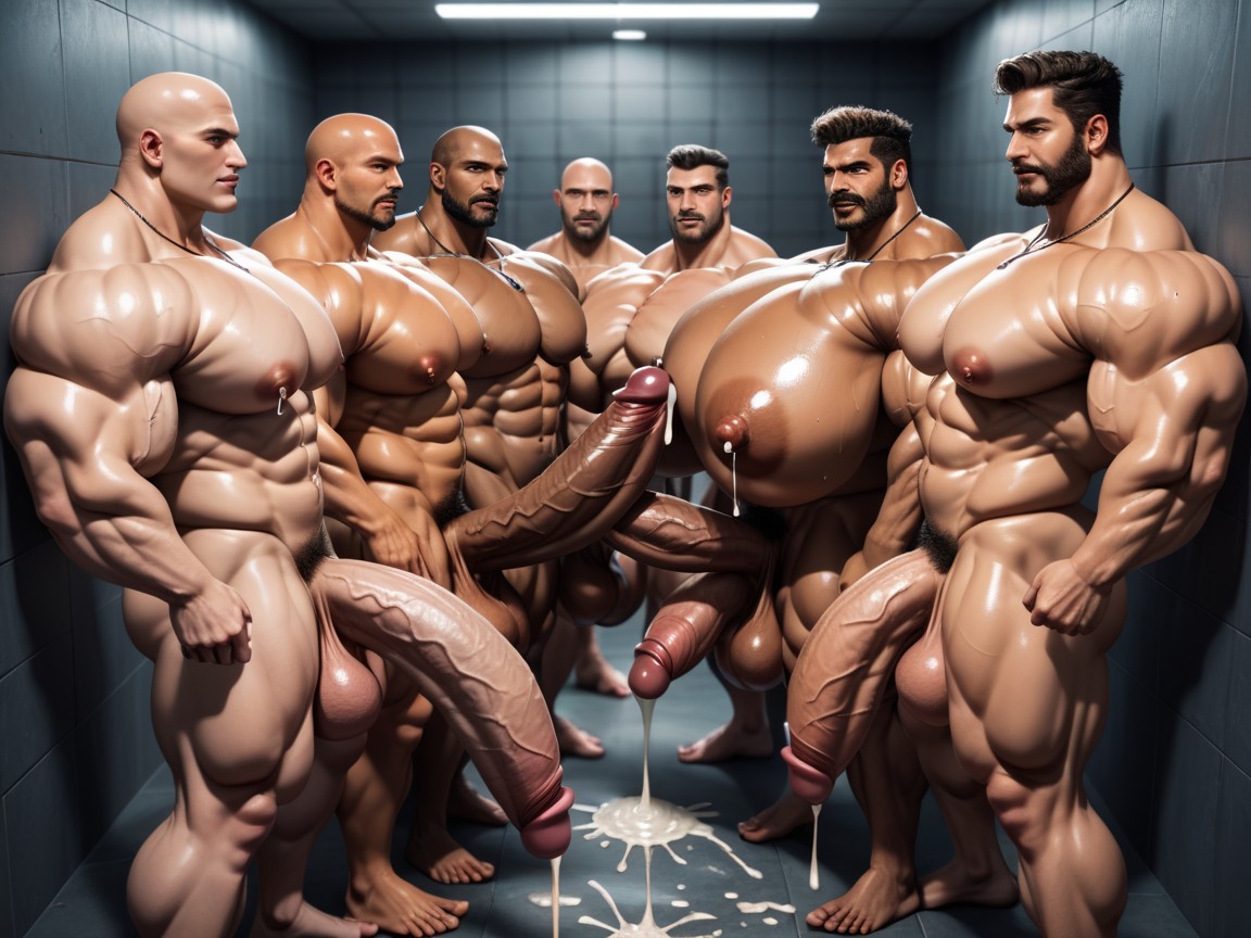 Double Penetration, Standing, Massive Muscles AI Gay Porn