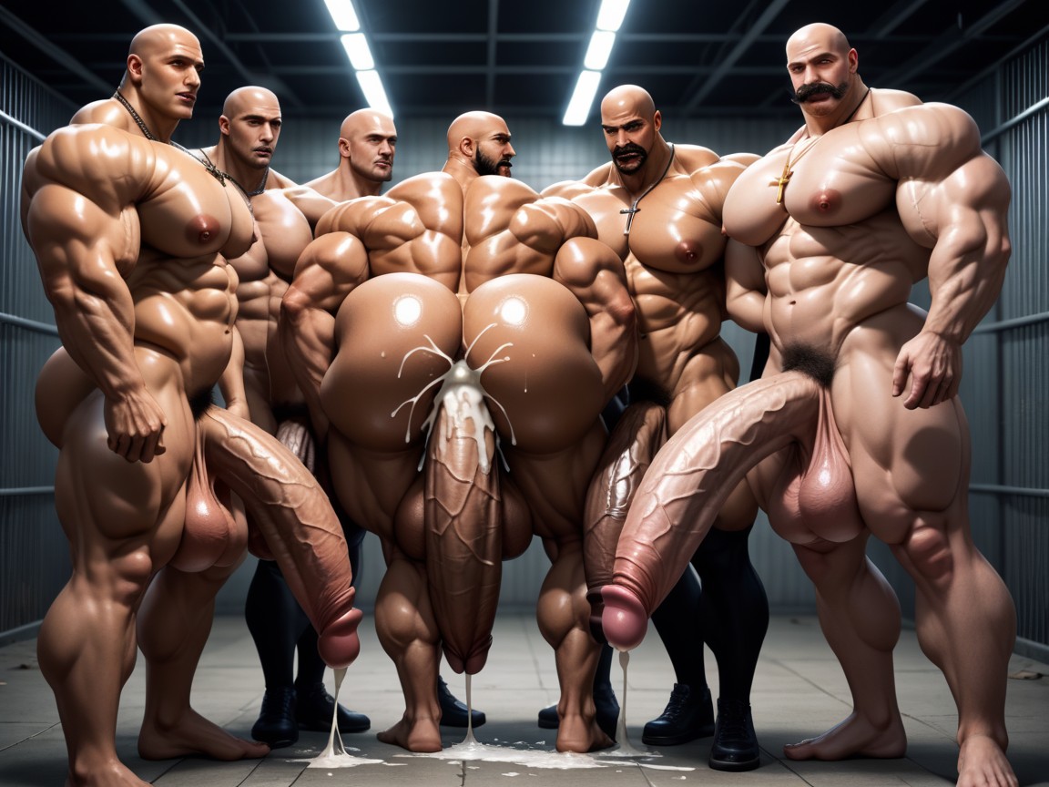 Cum Covered Ass, Impossibly Long Hyper Penis, Massive Thick Bulky Hairy Muscles AI Gay Porn