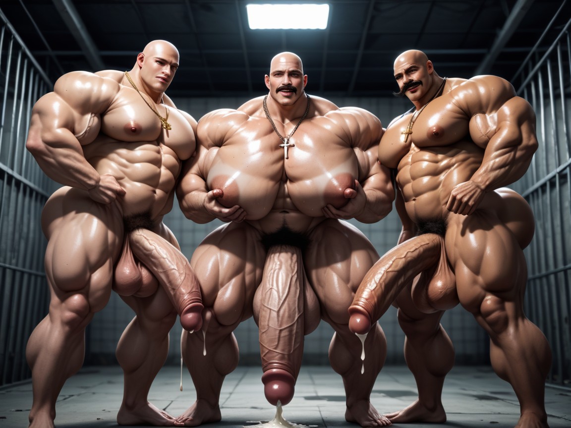 Sideburns, Huge Hyper Cocks Pushing Up Hyper Boobs, Erect Penis AI Gay Porn
