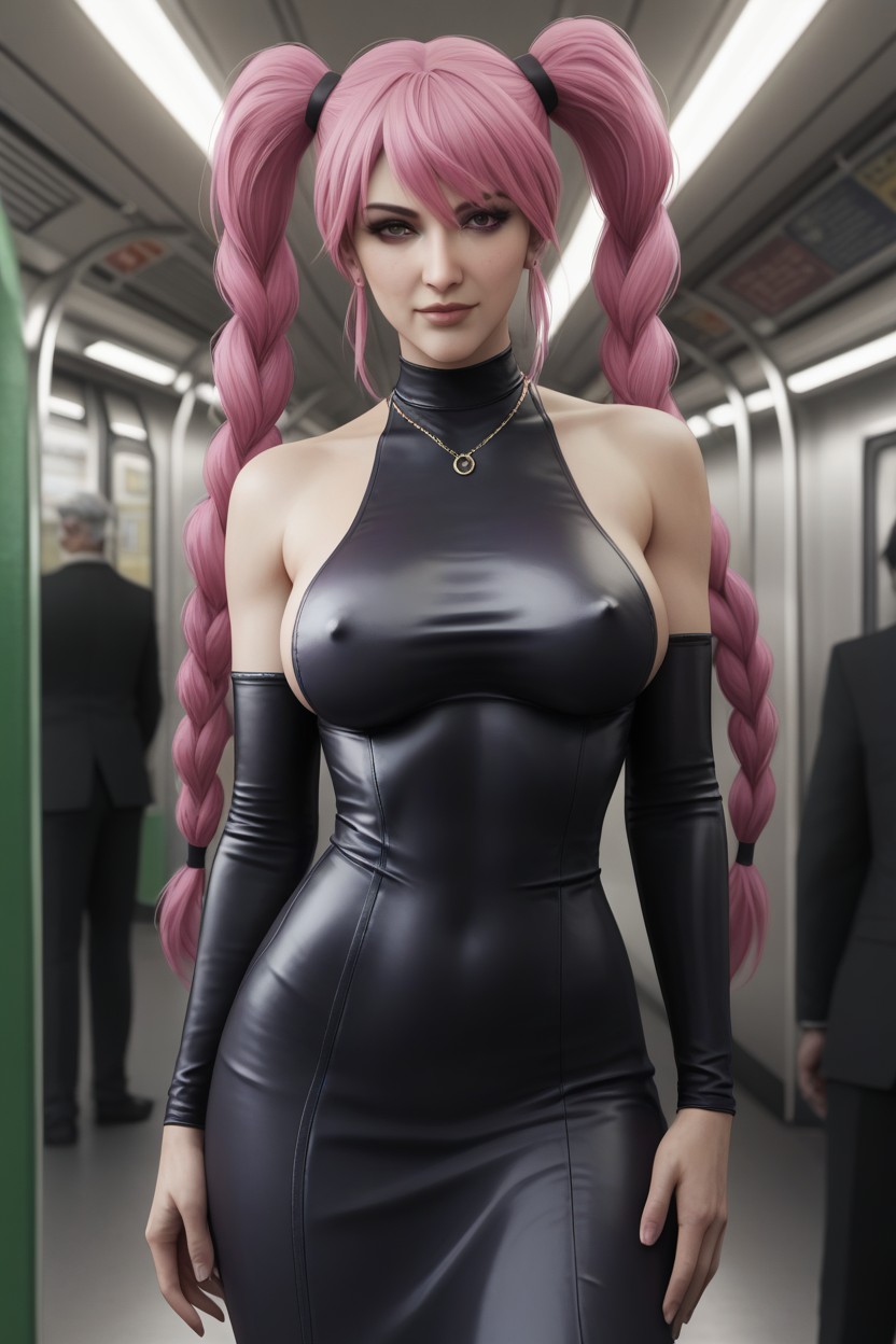 25+, Purple Feline Eyes, Pink Hair AI Porn
