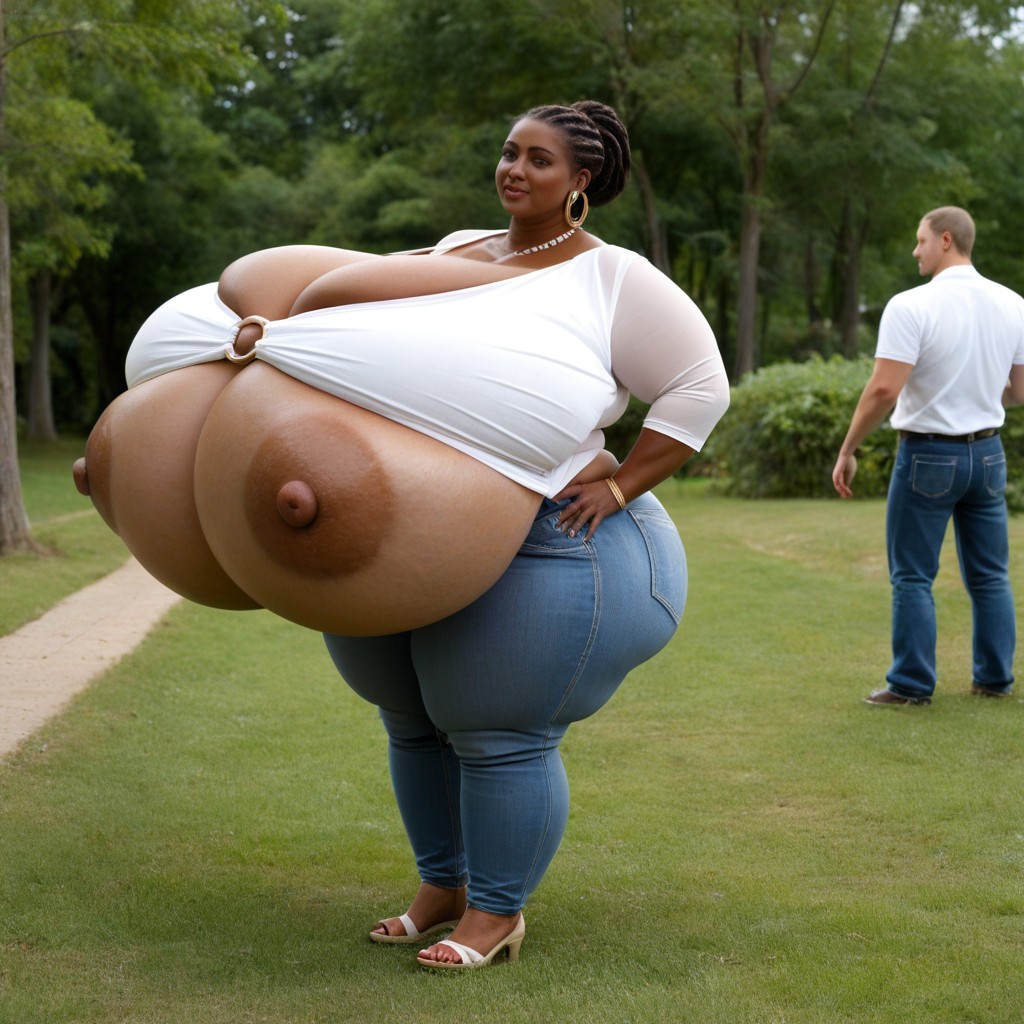 Park, Colossal Breast, 1 Person BBW AI Porn