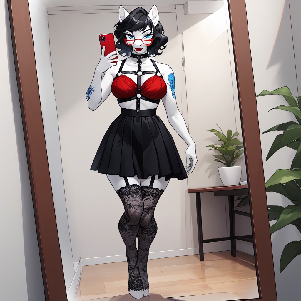 Rounded Breasts, Digitgrade Legs, Black Waist Jacket AI獸人黃片