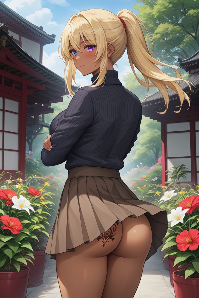 25+, Blonde Ponytail, Back View Hentai AI Porn