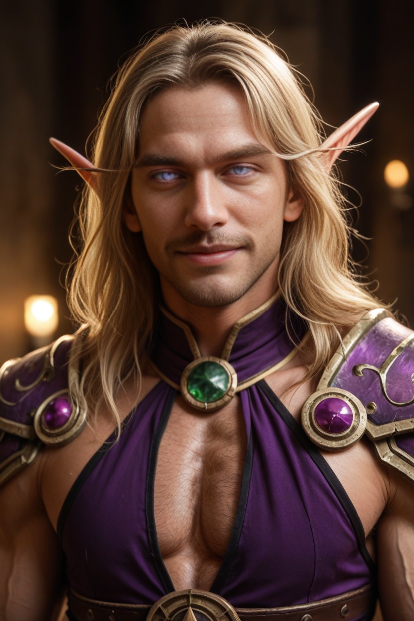 Purple Eyes, Dark Violet High Collar, 25+ AI Gay Porn