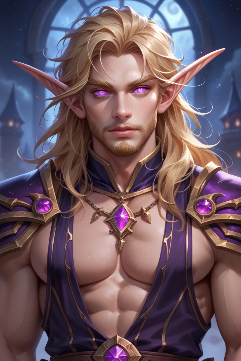 Shaved Face, Male High Elf, Messy Hair AI Gay Porn