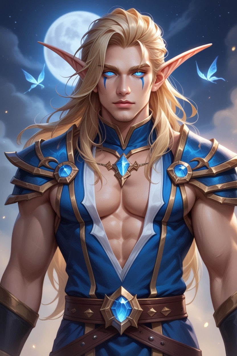 Men Only, Naked Pecs, Long Hair AI Gay Porn