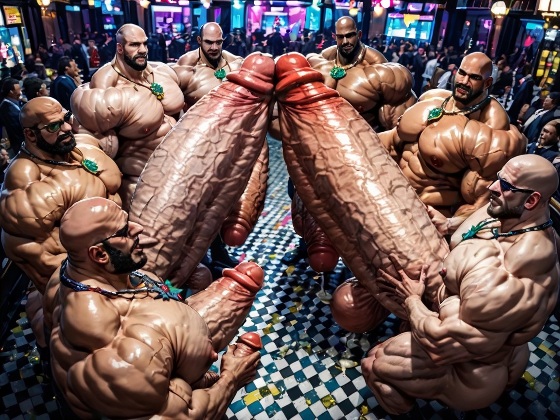 Massive Thick Bulky Hairy Muscles, Extreme Hyper Boobs, Oiled Skin AI Gay Porn