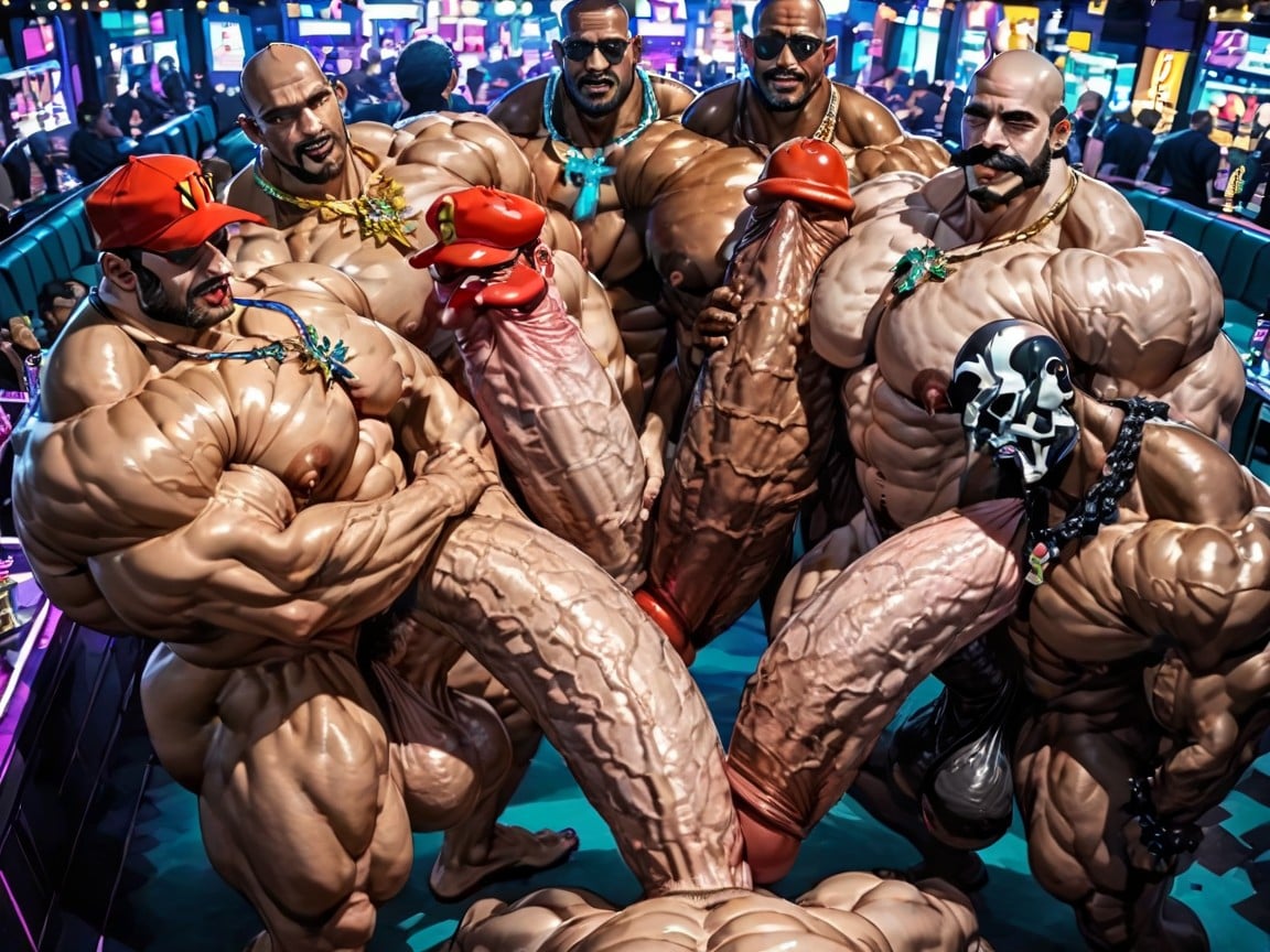 Big Pecs, Squatting, Many Huge Cocks In Mouth And Hyper Massive Ass AI Gay Porn