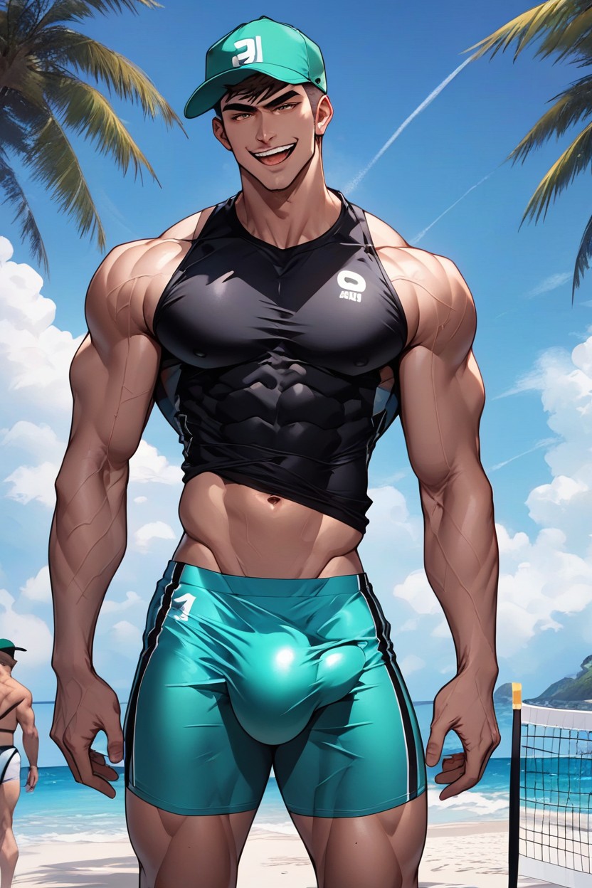 Smiling, Sleeveless T-shirt, Sunny Day AI Gay Porn