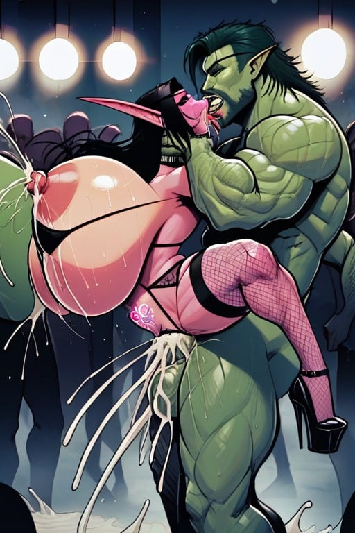 Muscled Woman Legs, Night Elf Woman Laying Down On Her Back, Wide Hips AI Porn