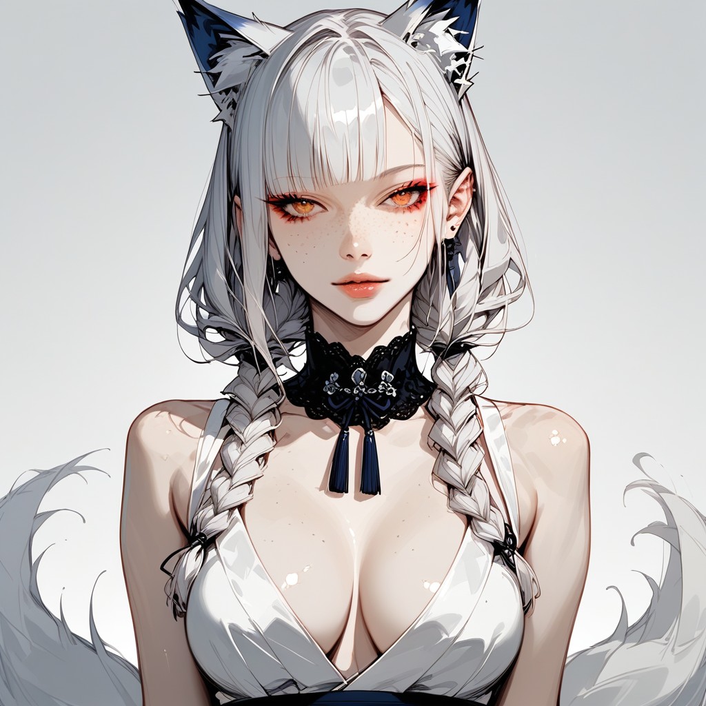 Kitsune, Extremely Beautiful, Crystal Blue Eyes Hentai AI Porn