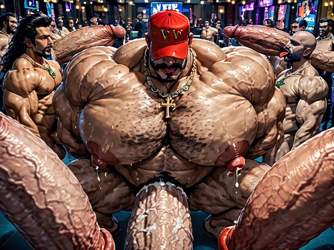 Massive Thick Bulky Hairy Muscles, Wide Angle, Huge Extreme Oversized Ass AI Gay Porn