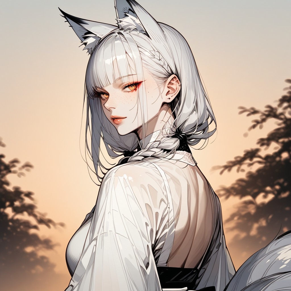 Cherry Trees, White Petals In The Air, Velvet Skin Hentai AI Porn