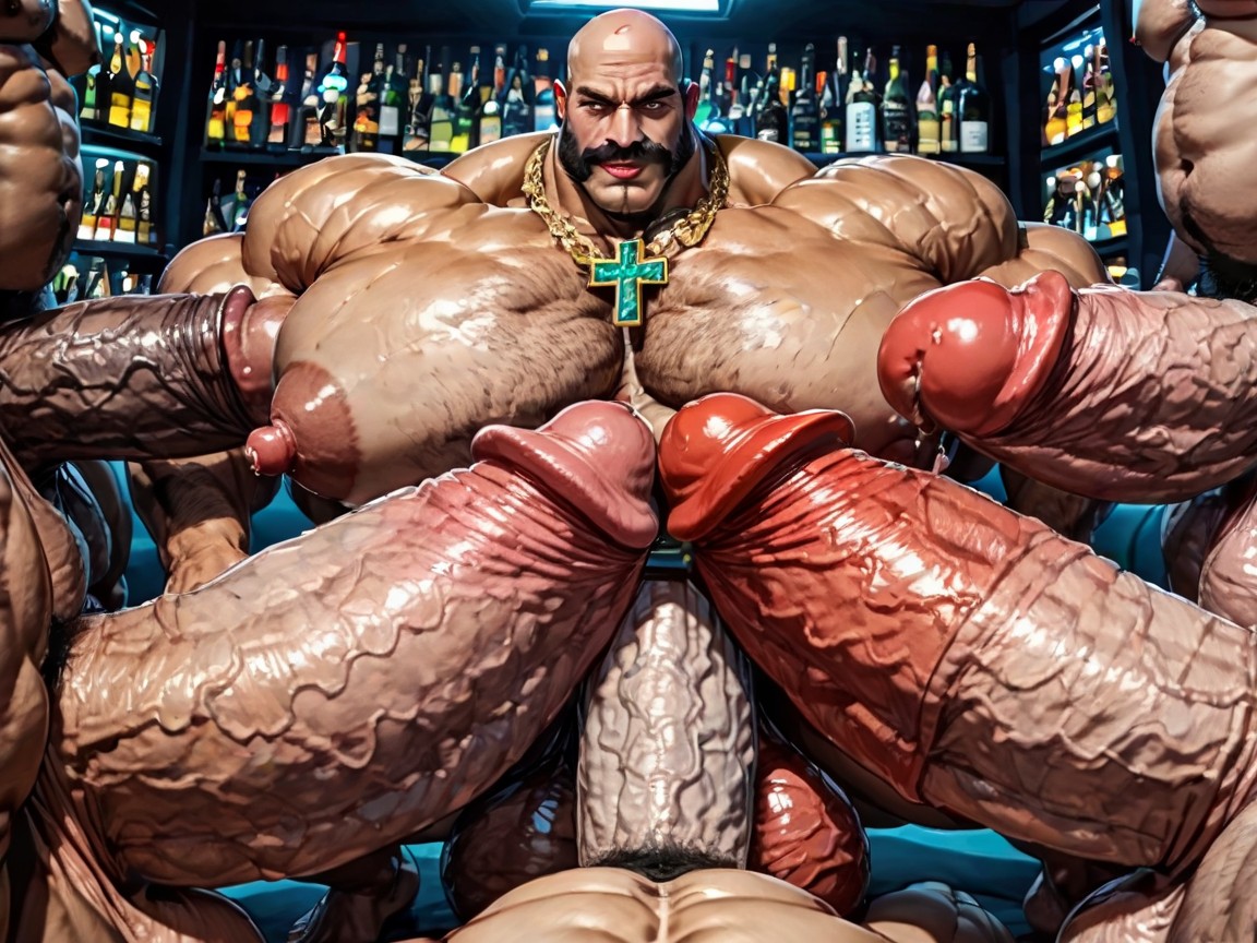 Top Down, Gay Gangbang, Impossibly Long Hyper Penis AI Gay Porn