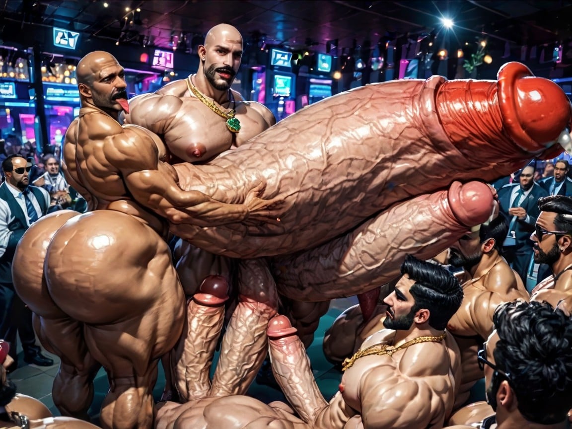 Hyper Bulky, Squatting, Sweaty AI Gay Porn